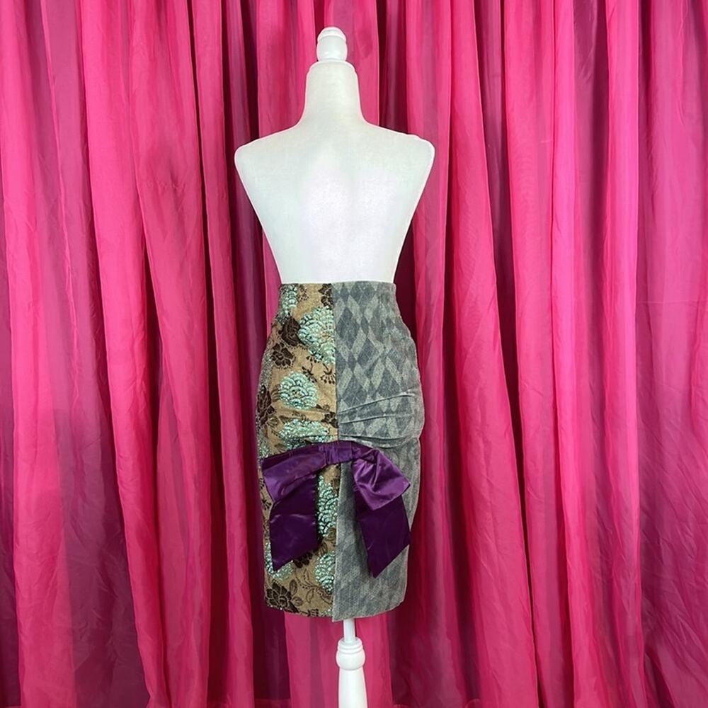 Y2K Custo Barcelona NWT 2006 slash NY zip and glitter pencil skirt, 34 or 0 - Picture 2 of 10